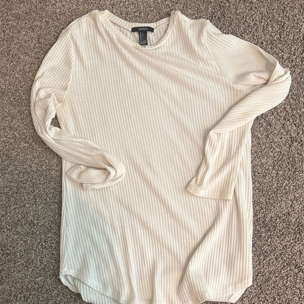 Forever 21 Cream Ribbed Sweatshirt